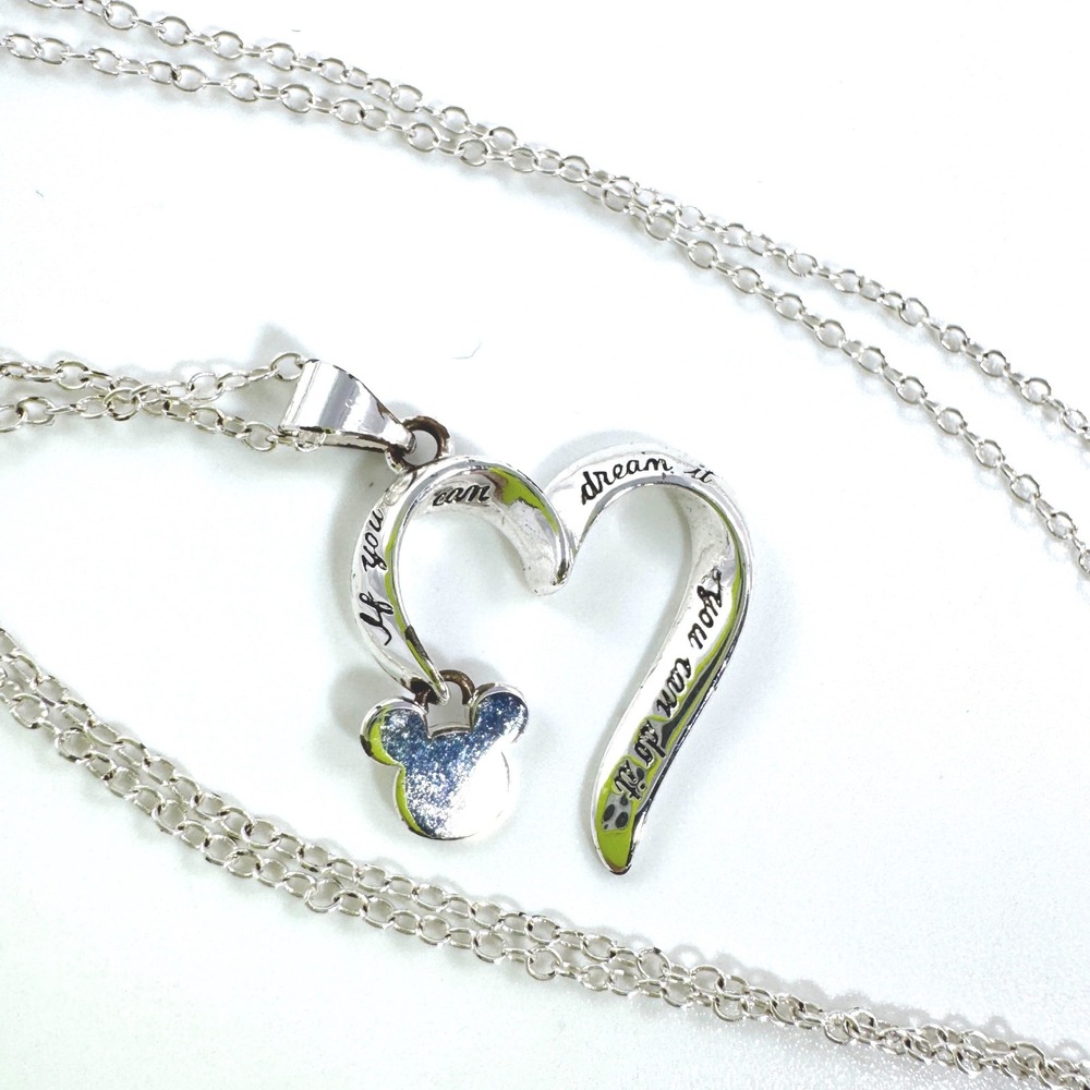 Sterling 16" Disney Mickey Heart Necklace If You Can‎ Dream It You Can Do It